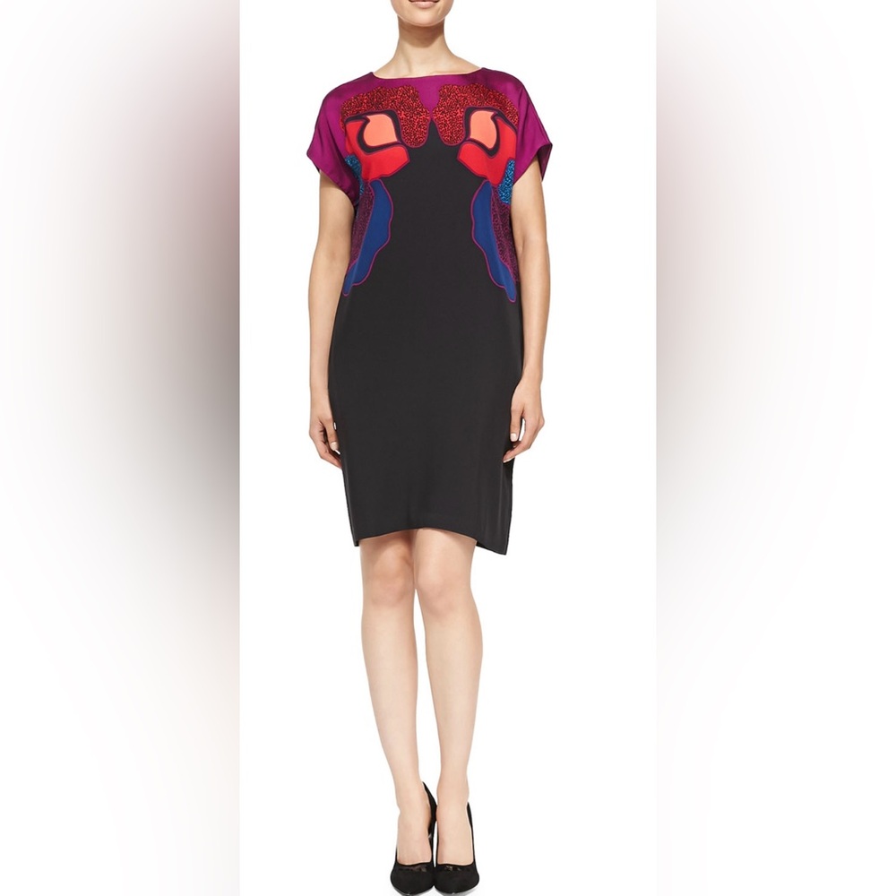 Diane Von Furstenberg Harriet Rose Cerise Silk Shift Dress Size L EUC